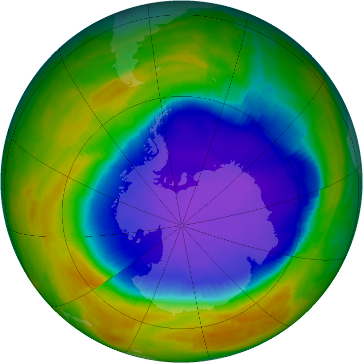 Antarctic ozone map for 07 October 1996